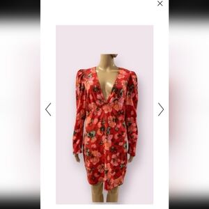 H&M Floral Long Sleeve Dress - Red and Pink
